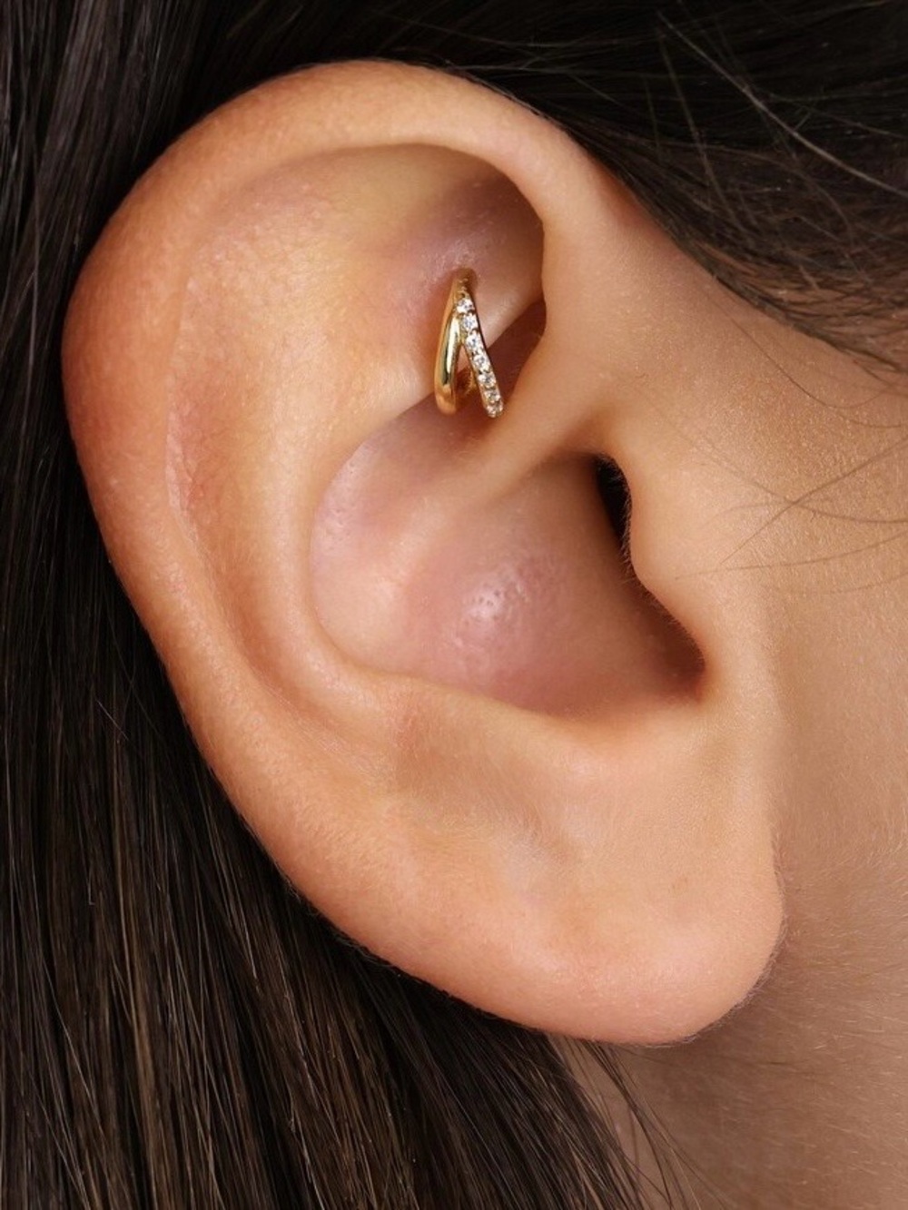 NEW! 6 mm 18 g Gold Sterling Silver hinge hoop